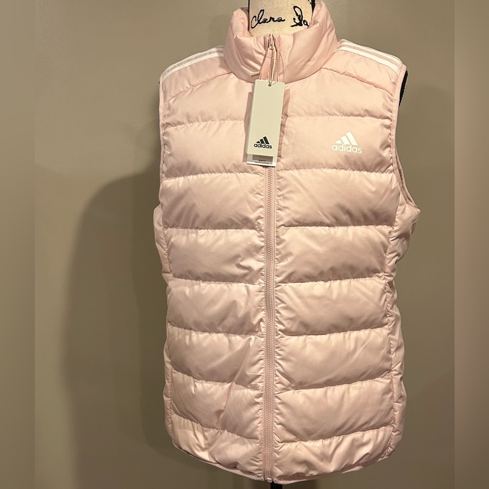 Adidas Essentials 3 Stripe Duck Down Vest Jacket - Picture 12 of 13